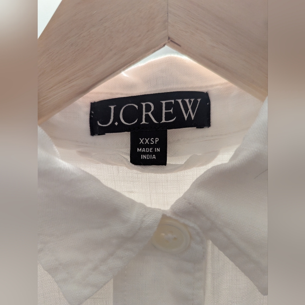 J. Crew Capitaine 100% Linen Shirtdress, Womens XXSP, White - Picture 7 of 8